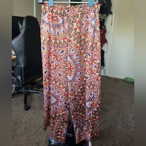 Women’s Wide Leg Silk Rachel Roy Geometric Pattern Palazzo Pants Size Large